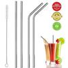 black sparrow Reusable Stainless Steel Straws for Drinking with Brushes 8.5 Inches BPA-Free Metal, Thick, Long (2 Bent + 2 Straight +1 Brush) view 3
