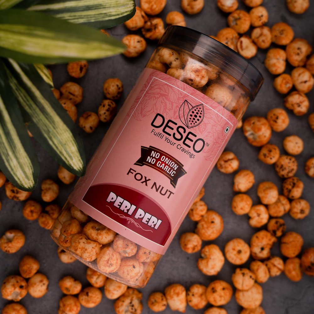 Deseo Peri Peri Fox Nut, No Onion No Garlic, Jain Makhana Snacks