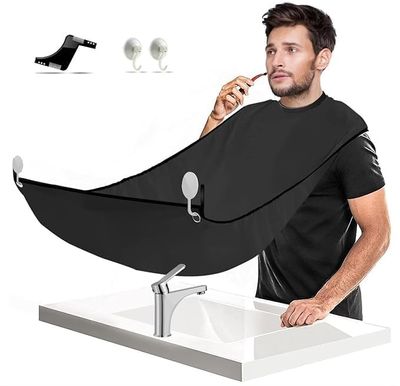 APURK Beard Apron With Shaping Tool | Beard Bib Trimming Hair Catcher Cloth With 2 Suction Cups | Grooming Tool | Beard Shaping Comb | Personal Care Accessories (Set of 1,Multicolor)