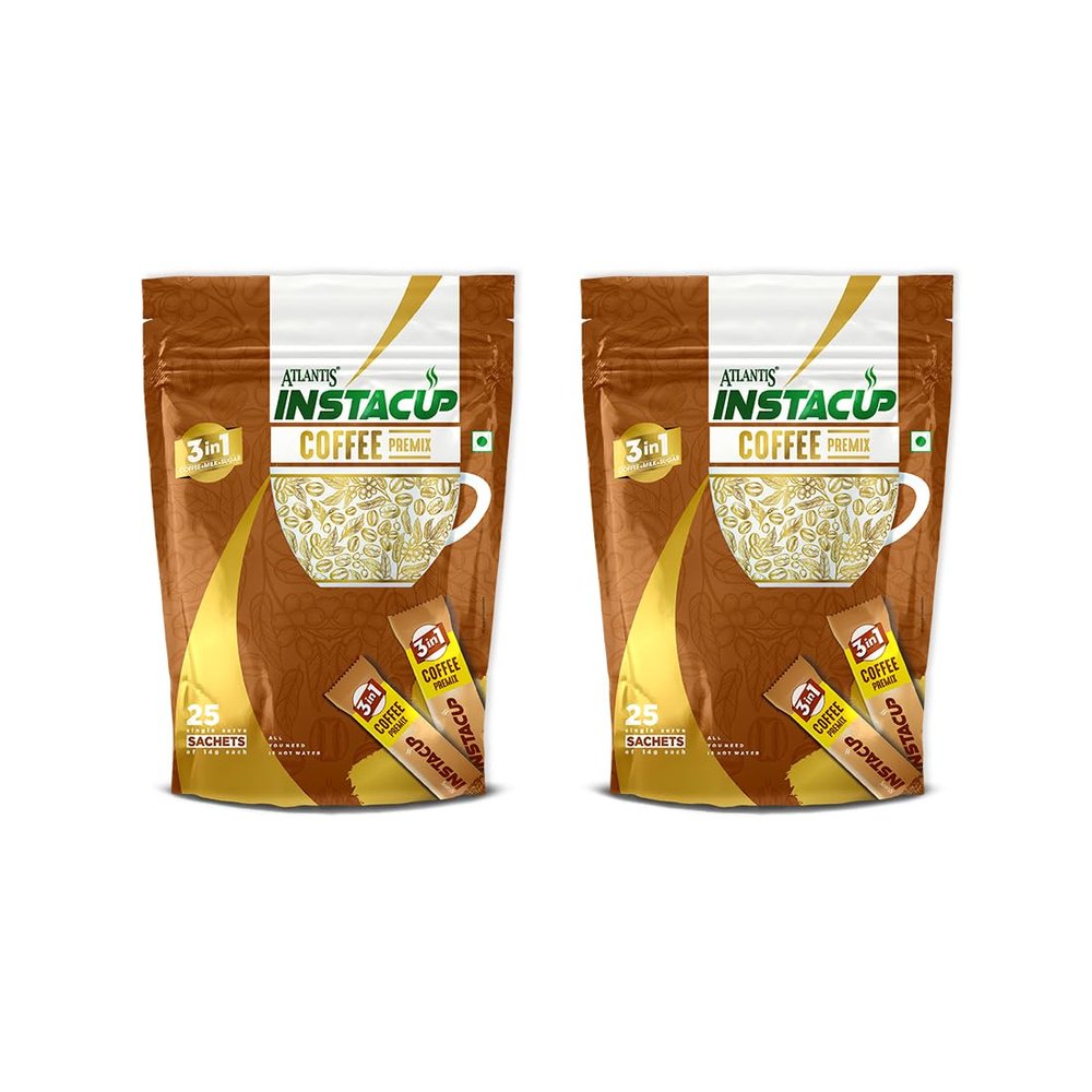 ATLANTIS Instacup Coffee Premix Combo, 25 Sachets of Coffee, Instant Coffee, Just add hot water