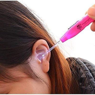 RYUKCREATIVES Ear Wax Remover With Led Flashlight, cleaning tool for kids and Adults with extra extentions, portable, reusable (pack of 1) (multicolor)