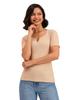 barcino Beige Ribbed V-Neck Short Sleeves Top view 1