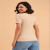 barcino Beige Ribbed V-Neck Short Sleeves Top view 2