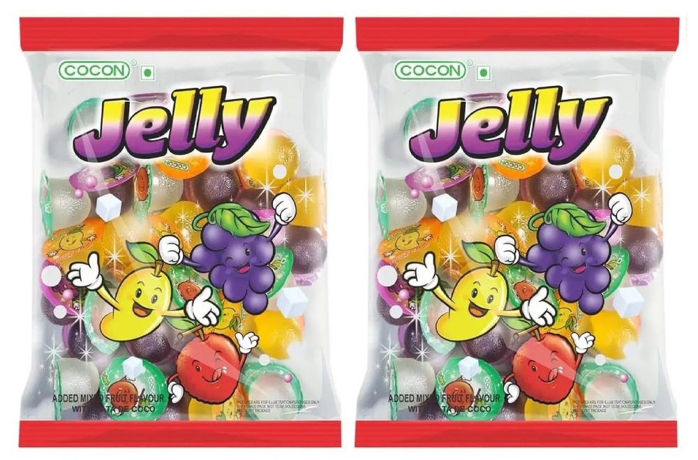 Cocon Jelly Exotic Mix Fruit Flavored Jelly Fruit Tastes Nata De Coco 300gm Pouch (Malaysia) PACK OF 2