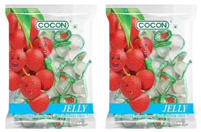 Cocon Jelly with Lychee Fruit Flavour and Nata de Coco, 120g (Pack of 2)