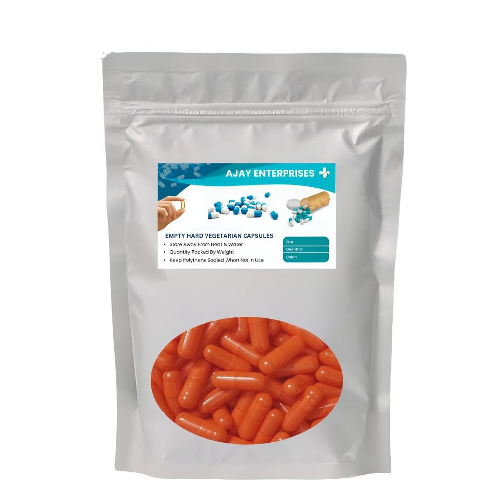 AJAY ENTERPRISES Empty Vegetarian Capsules SIZE 0 (500 MG) (Pack of 1000) (ORANGE, SIZE 0 (500 MG))