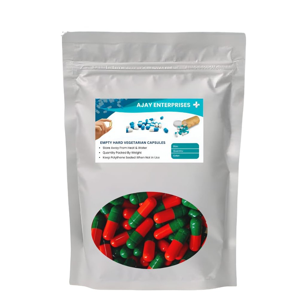 AJAY ENTERPRISES Empty Vegetarian Capsules SIZE 0 (500 MG) (Pack of 1000) (ORANGE GREEN, SIZE 0 (500 MG))