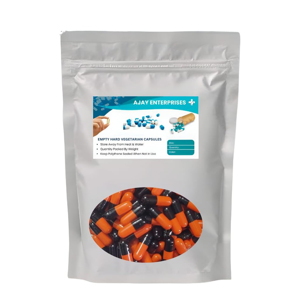 AJAY ENTERPRISES Empty Vegetarian Capsules SIZE 0 (500 MG) (Pack of 1000) (BLACK ORANGE, SIZE 0 (500 MG))