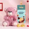 FlowerAura Lovely Romantic Combo of Cute Teddy & Hazelnut Rock Chocolate For Birthday Gift, Anniversary Gift, Valentine's Day Gft for Girlfriend, Boufriend, Husband & Wife (Same Day Delivery) view 1