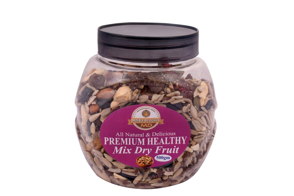 MDIBLE DELIGHTS Premium Healthy Mix Dry Fruits | Nutritious Blend of Almonds, Walnuts, Cashews, Dried Cranberries, and Raisins | Ideal Snack for Energy and Wellness | 12 oz Fresh Pack 500gm