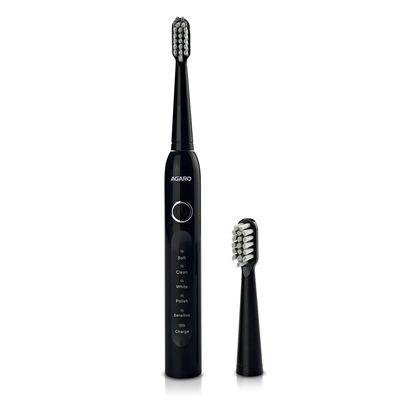 AGARO COSMIC ADVANCE Sonic Electric Tooth Brush For Adults With 5 Modes, 2 Brush Heads & Rechargeable With 4 Hours Charge Lasting Up To 25 Days, Power Toothbrush, (Black)