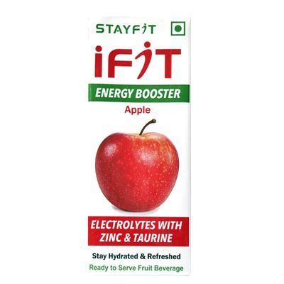 Stayfit iFit Energy Booster Enriched with Electrolytes, Zinc & Taurine Energy Drink (15x200 ml, Apple Flavored)