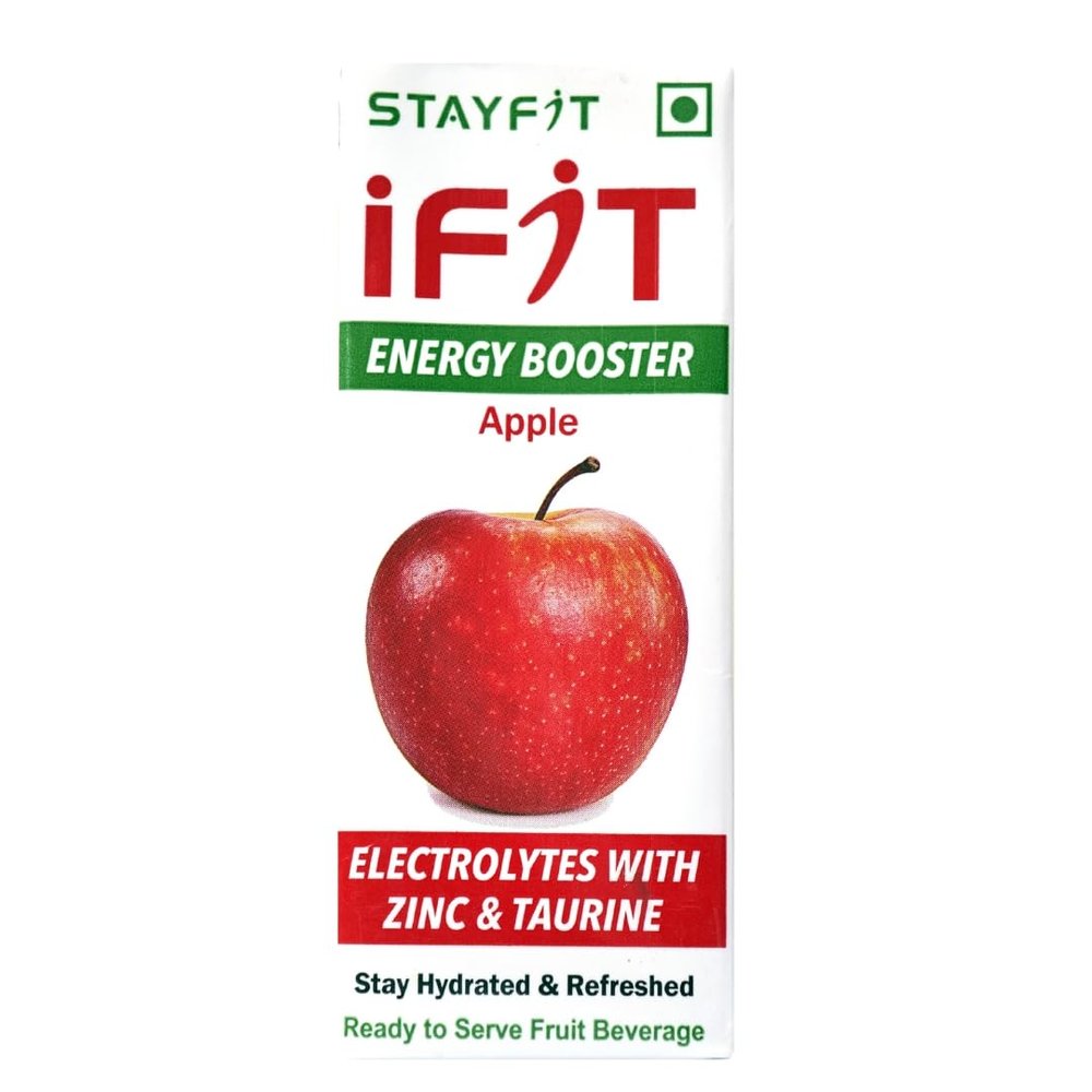 Stayfit iFit Energy Booster Enriched with Electrolytes, Zinc & Taurine Energy Drink (15x200 ml, Apple Flavored)