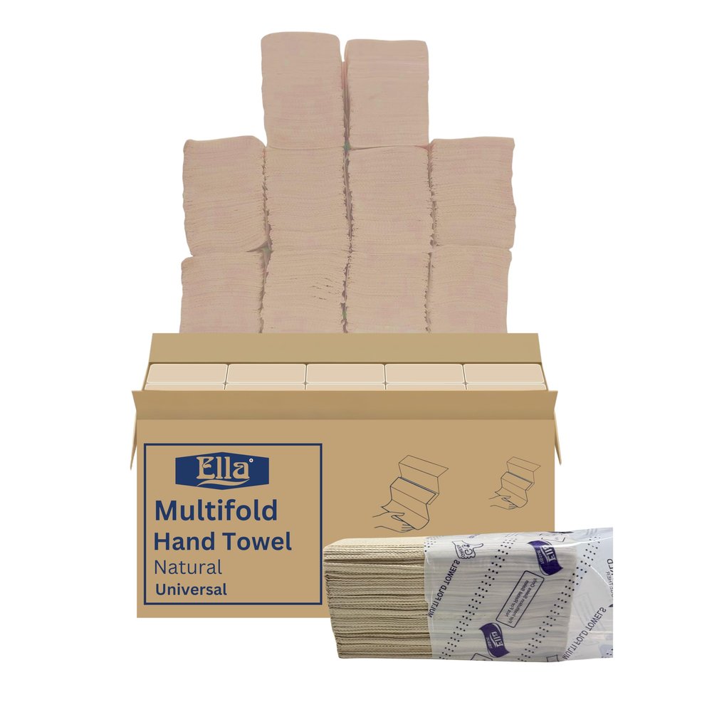 ELLA Brown Multi Fold Tissue Paper I Soft Sustainable Absorbent Durable I Perfect For Commercial Office Home Use I 10 Packs Of 130 Sheets I Free Check Duster Cloth