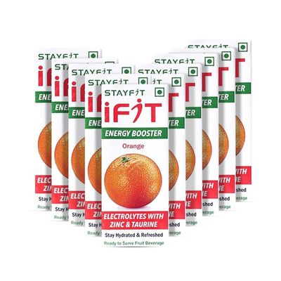 Stayfit iFit Energy Booster Enriched with Electrolytes, Zinc & Taurine Energy Drink (10x200 ml, Orange Flavored)