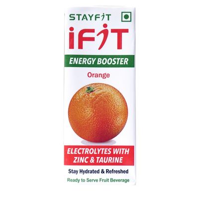 Stayfit iFit Energy Booster Enriched with Electrolytes, Zinc & Taurine Energy Drink (15x200 ml, Orange Flavored)
