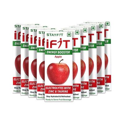 Stayfit iFit Energy Booster Enriched with Electrolytes, Zinc & Taurine Energy Drink (10x200 ml, Apple Flavored)