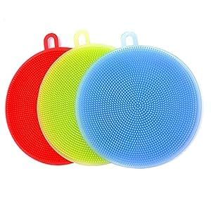 Gra8 Multipurpose Better Sponge Cleaning Sponge Silicone Sponge Antibacterial Kitchen Scrubber (3pc Set) (Multicolor)