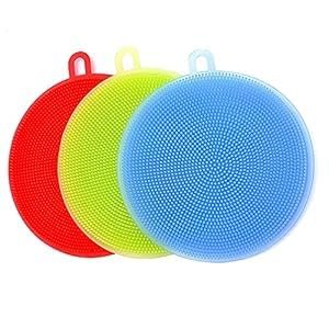 Gra8 Multipurpose Better Sponge Cleaning Sponge Silicone Sponge Antibacterial Kitchen Scrubber (3pc Set) (Multicolor)