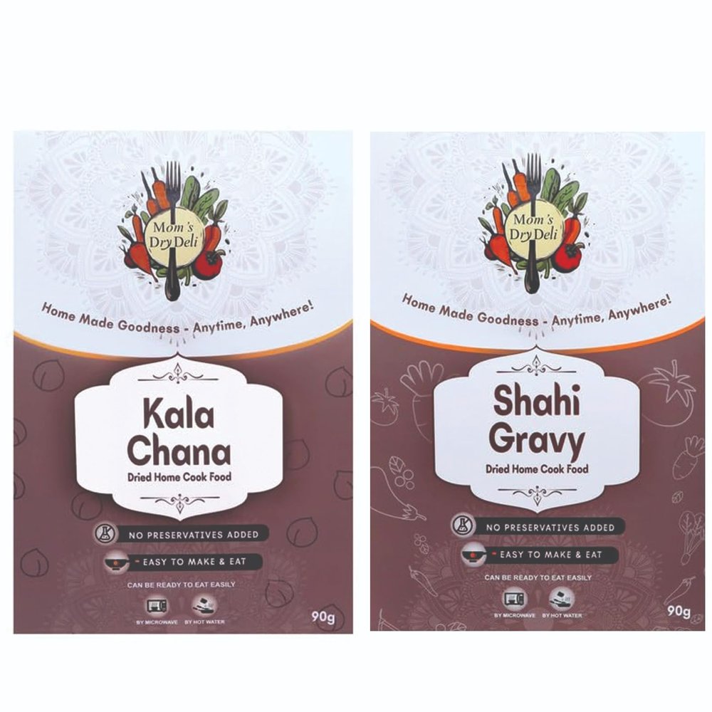 Mom's DryDeli Combo Pack of Kala Chana 90 Gram And Shahi Gravy 80 Gram| Ready To Eat And cook | Dried Home Cooked Food| No Preservatives Added