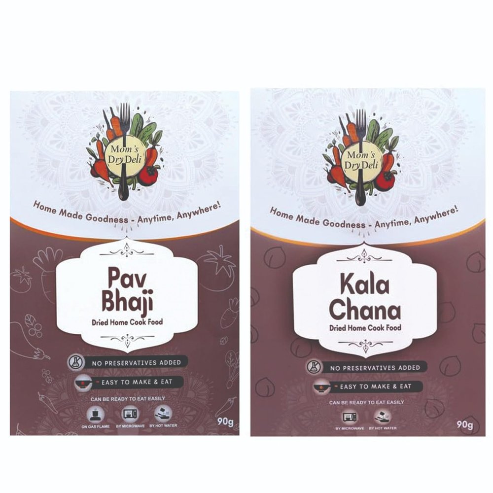 Mom's DryDeli Combo Pack of Kala Chana 90 Gram And Paav Bhaji Masala 80 Gram| Ready To Eat And cook | Dried Home Cooked Food| No Preservatives Added