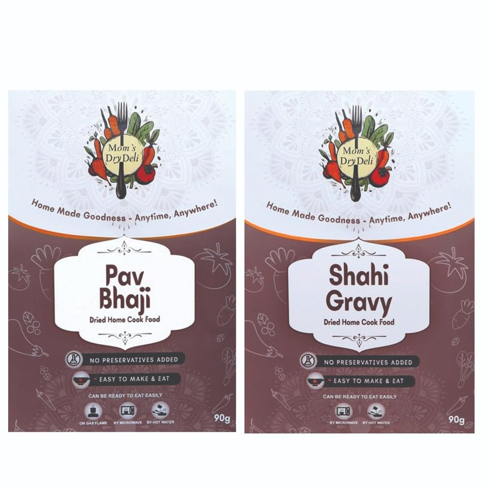 Mom's DryDeli Combo Pack of Paav Bhaji Masala 80 Gram And Shahi Gravy 80 Gram | Ready To Eat And cook | Dried Home Cooked Food| No Preservatives Added