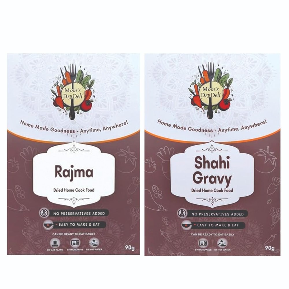 Mom's DryDeli Combo Pack of Shahi Gravy 80 Gram And Rajma 90 Gram| Ready To Eat And cook | Dried Home Cooked Food| No Preservatives Added
