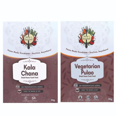Mom's DryDeli Combo Pack of Veg Pulao 90 Gram And Kala Chana 90 Gram| Ready To Eat And cook | Dried Home Cooked Food| No Preservatives Added