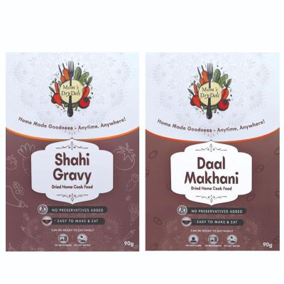 Mom's DryDeli Combo Pack of Shahi Gravy 80 Gram And Daal Makhani 90 Gram| Ready To Eat And cook | Dried Home Cooked Food| No Preservatives Added