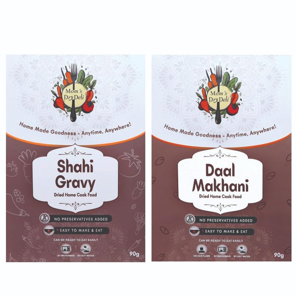 Mom's DryDeli Combo Pack of Shahi Gravy 80 Gram And Daal Makhani 90 Gram| Ready To Eat And cook | Dried Home Cooked Food| No Preservatives Added