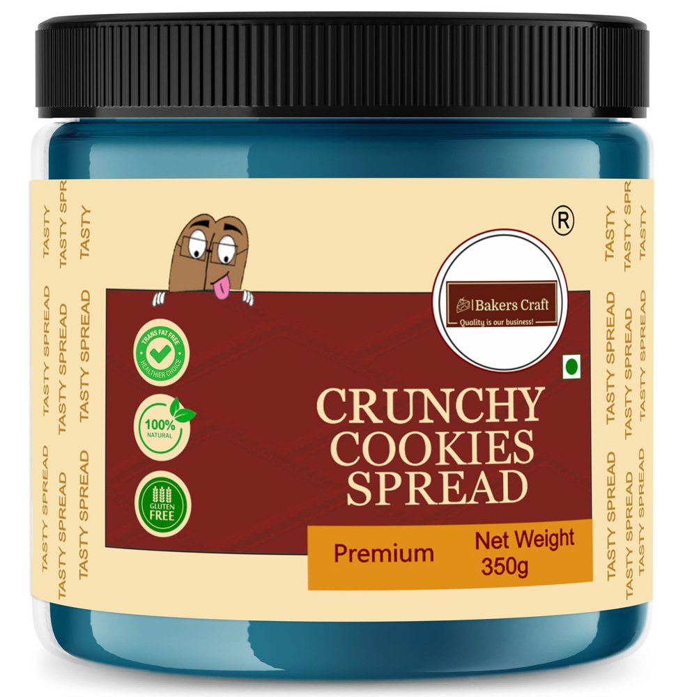 Bakers Craft 350 gm Crunchy Cookies Spread | Made with Low Fat Cocoa Butter| Vegetarian | All Natural Ganache