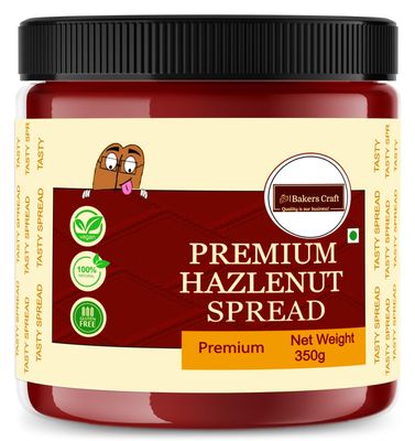 Bakers Craft 350 gm Hazelnut Chocolate Spread | Made with Low Fat Cocoa Butter| Vegetarian | All Natural Ganache