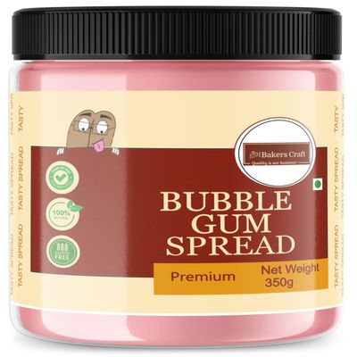 Bakers Craft 350 gm Bubble Gum Spread | Made with Low Fat Cocoa Butter| Vegetarian | All Natural Ganache