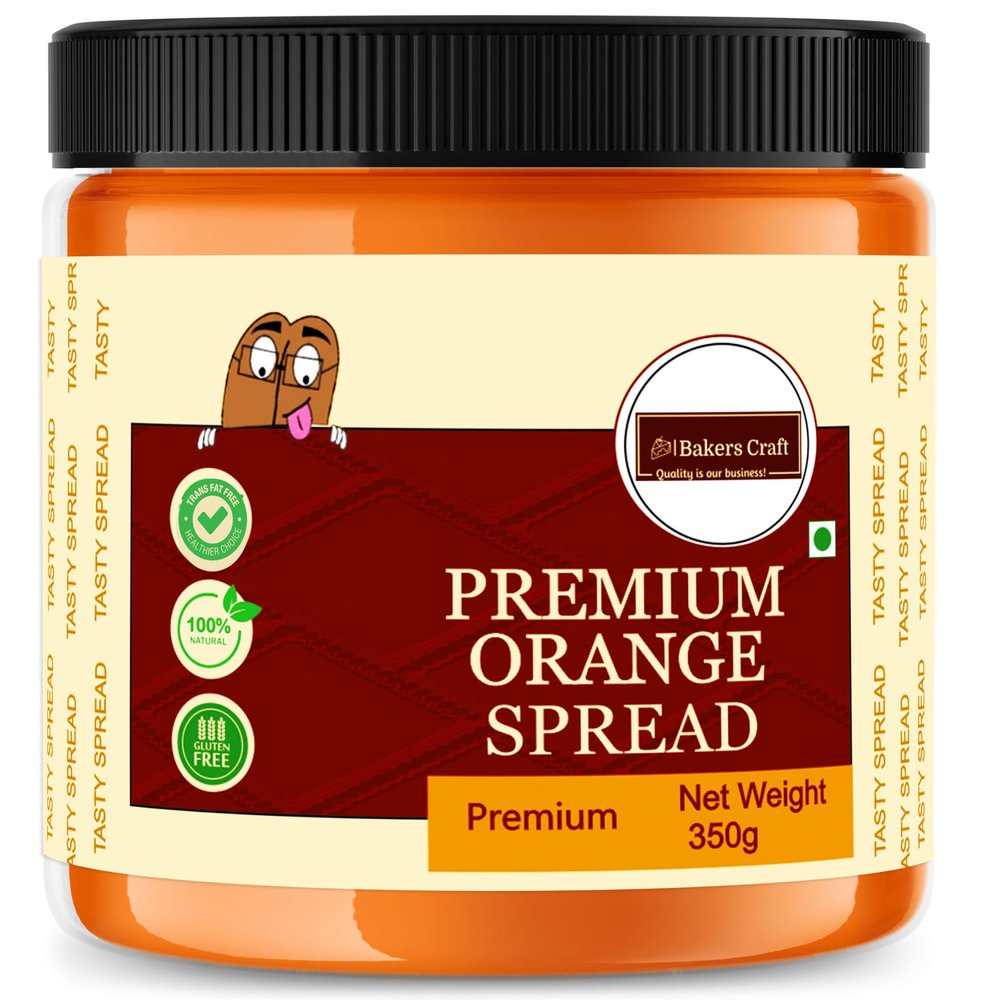 Bakers Craft 350 gm Orange Chocolate Spread | Made with Low Fat Cocoa Butter| Vegetarian | All Natural Ganache