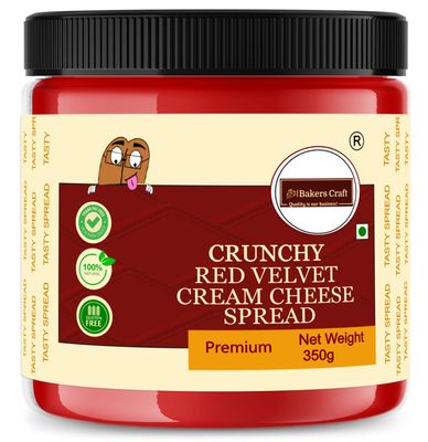 Bakers Craft 350 gm Red Velvet Chocolate Spread | Made with Low Fat Cocoa Butter| Vegetarian | All Natural Ganache
