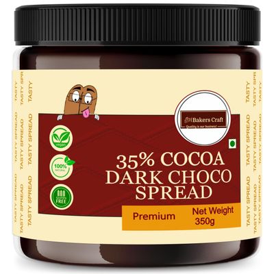 Bakers Craft 350 gm 35% Dark Chocolate Spread | Made with Low Fat Cocoa Butter| Vegetarian | All Natural Ganache