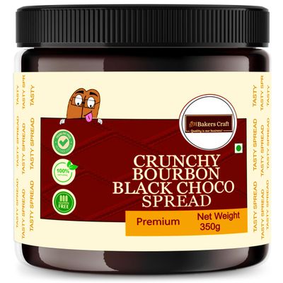 Bakers Craft 350 gm Crunchy Bourbon Choco Spread | Made with Low Fat Cocoa Butter| Vegetarian | All Natural Ganache