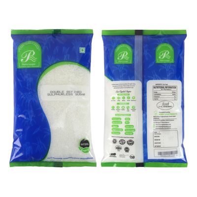 Rahul Sugar Double Refined (1Kg) White Crystal Sugar Sulphurless Sugar Pack of 1kg