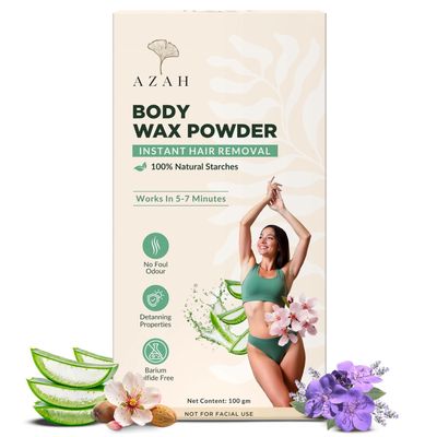 Azah Bikini Wax Powder for Women [100gm]| Painless Hair Removal in 57 Mins | Natural Wax Powder with Aloe Vera, Papaya & Lavender | No Chemicals, No Irritation & Rashes, Ideal for Bikini, Legs & Underarms