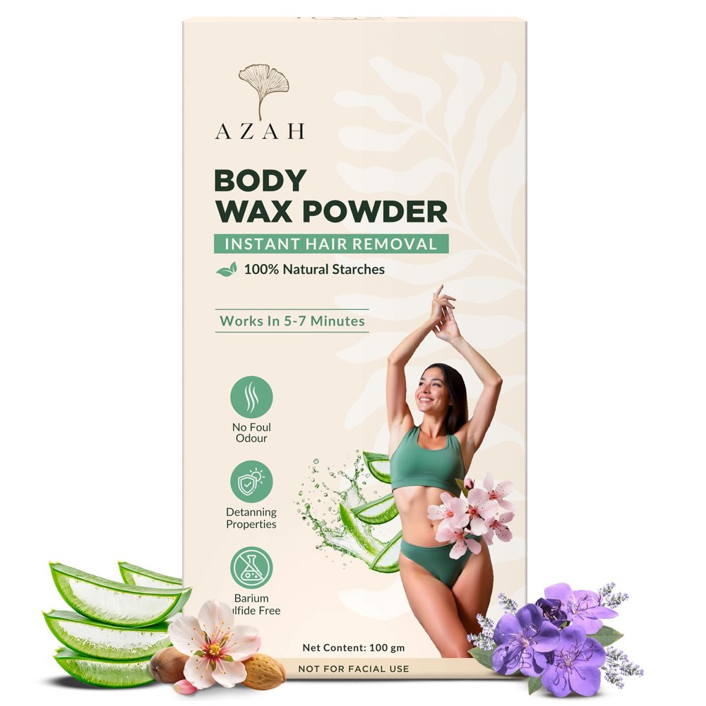 Azah Bikini Wax Powder for Women [100gm]| Painless Hair Removal in 57 Mins | Natural Wax Powder with Aloe Vera, Papaya & Lavender | No Chemicals, No Irritation & Rashes, Ideal for Bikini, Legs & Underarms