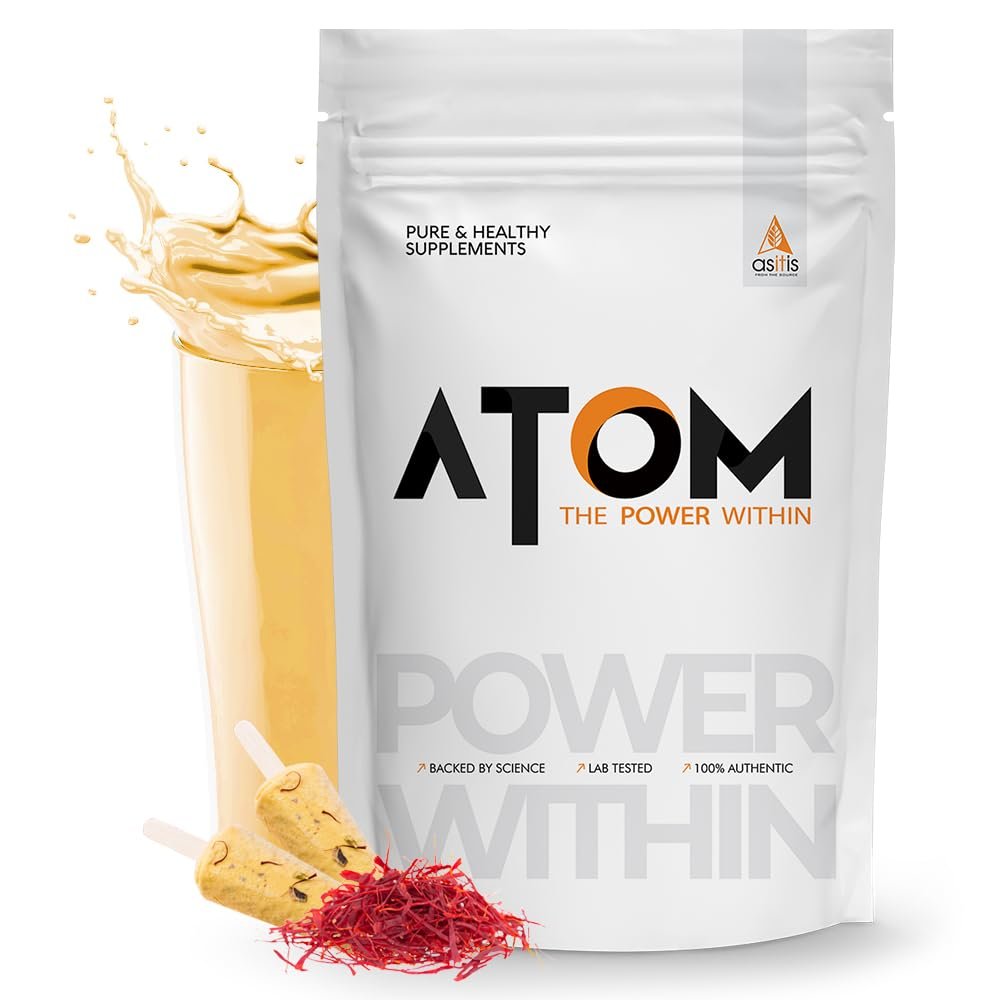 AS-IT-IS Nutrition ATOM Nitro Whey with Creasure I 33g Protein, 3g Creasure, 7.4g BCAA I Muscle Building & Fast Recovery Formula I Performance Booster I 1 Kg, Kesar Kulfi