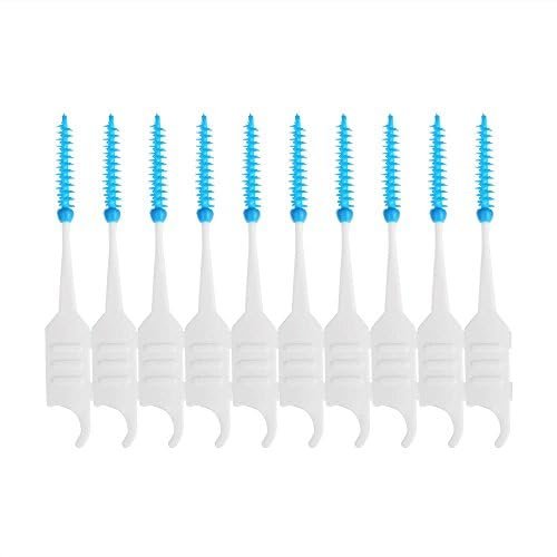 Radionics Dental Floss Interdental Manual Brush Teeth Stick Toothpick Soft Silicone Double-Ended Tooth Picks Oral Care,White