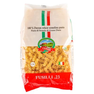 CANEEN Fusilli Pasta, 500g | 100% Durum Wheat Semolina Pasta | Ideal for Sauces and Salads | Warm or Cold Side | Vegetable Mix | Mac and Cheese | Pasta Gratin | Freezer Meals | Boiling | Tossing
