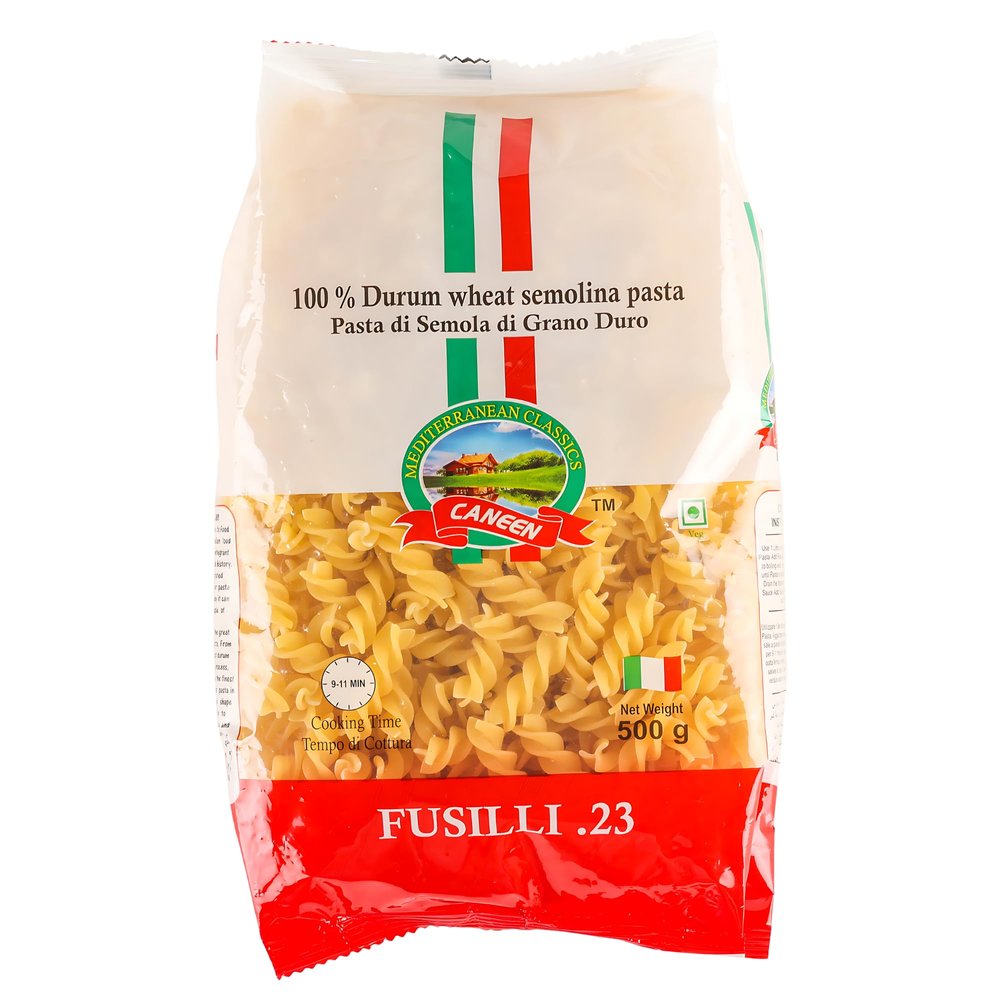 CANEEN Fusilli Pasta, 500g | 100% Durum Wheat Semolina Pasta | Ideal for Sauces and Salads | Warm or Cold Side | Vegetable Mix | Mac and Cheese | Pasta Gratin | Freezer Meals | Boiling | Tossing