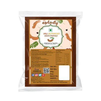 Aplenty Dried Imli Aam Papad 400g Khatta Meetha Tamarind Mango Fruit Bar Traditional Indian Sweet Sour Snack High Fiber Healthy Chewy Candy