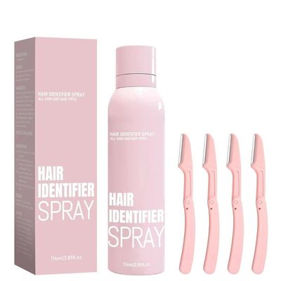 CAVERNSHOP Hair Identifier Spray for Face Shaving and Dermaplaning 100ML Depilatory Spray for Skin and Body Quick Hair Removal for Smooth Skin Suitable for Men and Women Includes 4 Razors