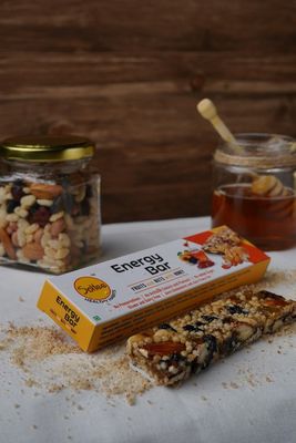 Fruits and Nuts Energy Bars | Nutrient-Rich Snack with Almonds, Peanuts, Walnuts, Raisins, Honey & Linseed | High in Fiber | Vegan, Gluten-Free & No Added Sugar | Natural Energy Boost | Pack of 12