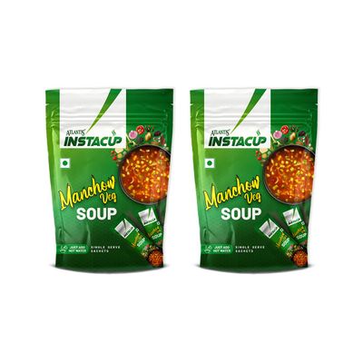 ATLANTIS Instacup Manchow Soup Sachets Pack of 2, 36 Single Serve Sachets