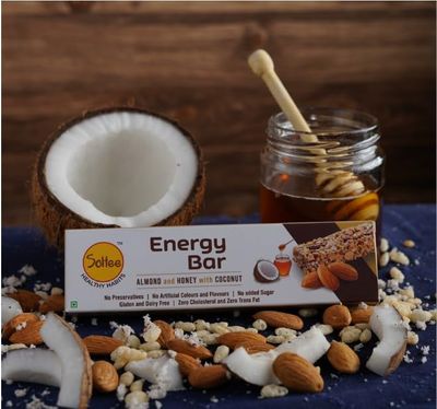 Almond Delight Energy Bars | Crunchy Snack with Almonds, Honey, Coconut & Rice Crisps | Vegan, Gluten-Free & High Fiber | Natural Energy Boost | No Added Sugar | Pack of 12