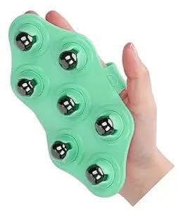 7-Ball Body Massage Roller, Ergonomic Design with Steel Balls, Turquoise Blue, Deep Tissue Kneading